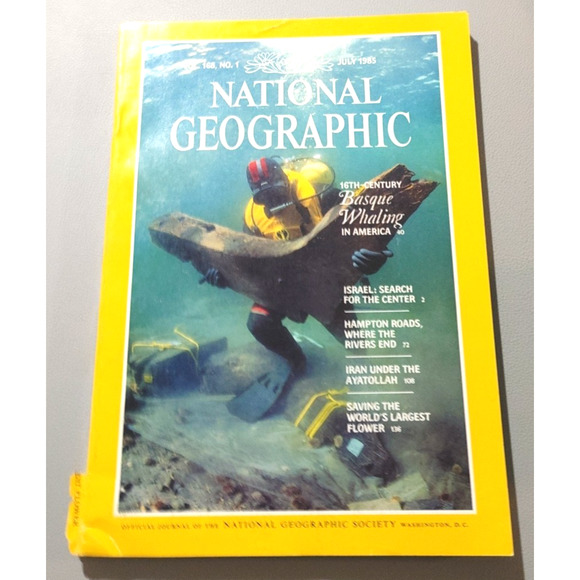 National Geographic Magazine July 1985 Basque Whaling Israel Iran Largest Flower - Picture 1 of 11